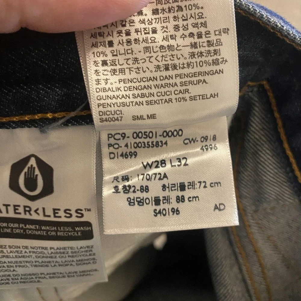 Levis 501 Jeans Mens 27x31 Blue Dark Wash Straight 100% Cotton Denim Pants READ*